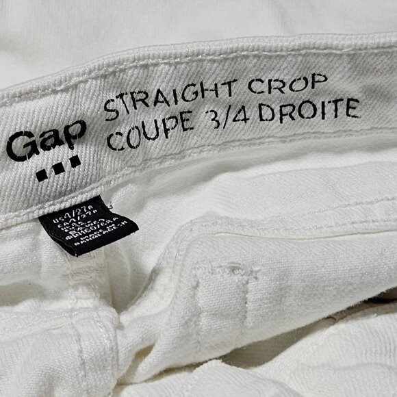 Gap Straight Crop Jeans Womens Size Rise 4 Low Rise White Denim Pants Cuffed - Picture 4 of 6